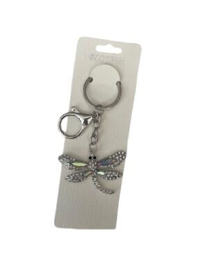 Bag Charm /Keychain -Sparkling Silver Rhinestone Dragonfly Keychain & Bag Charm